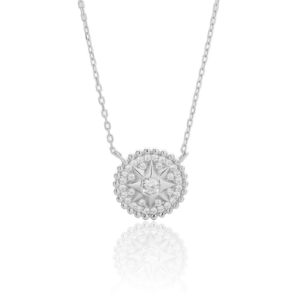 Sterling Silver Rhodium Plated CZ Necklace