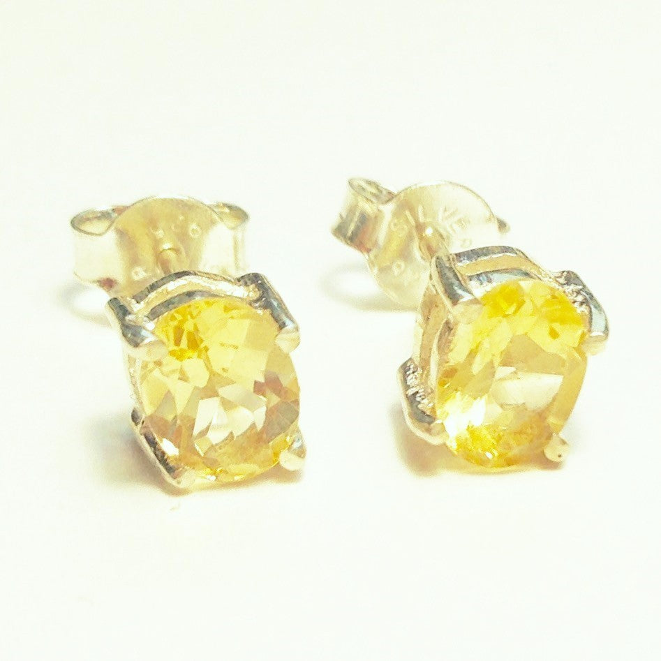 Sterling Silver Oval Citrine Studs
