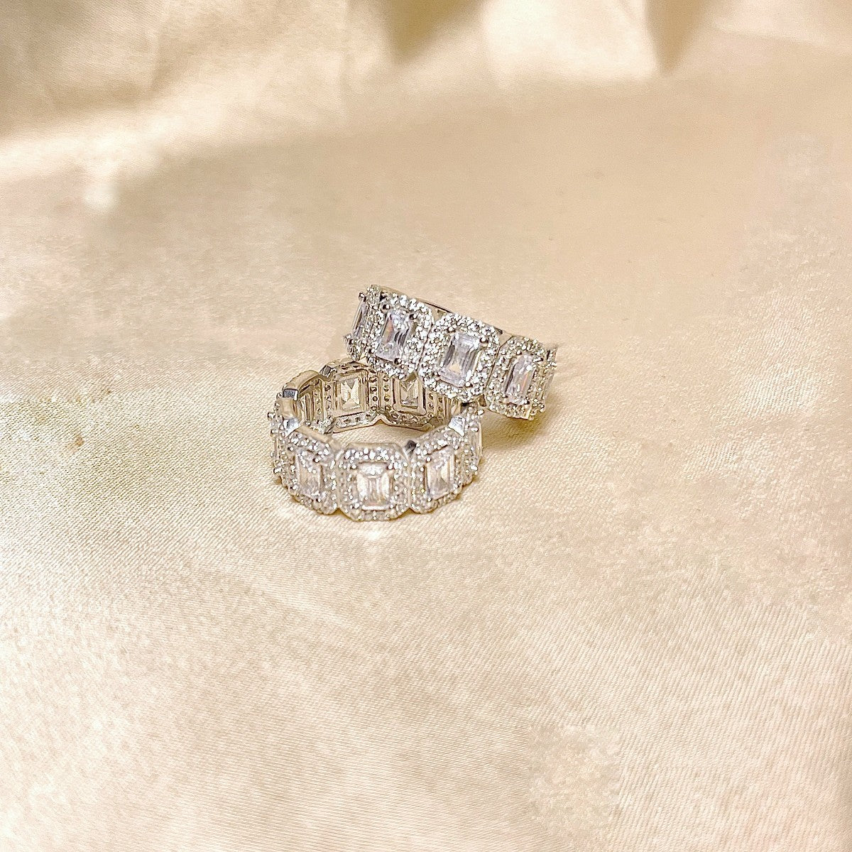 Sterling Silver Square CZ Band Ring
