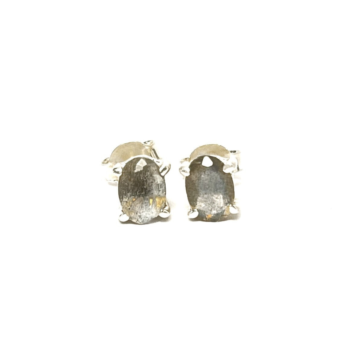 Sterling Silver Oval Labradorite Studs