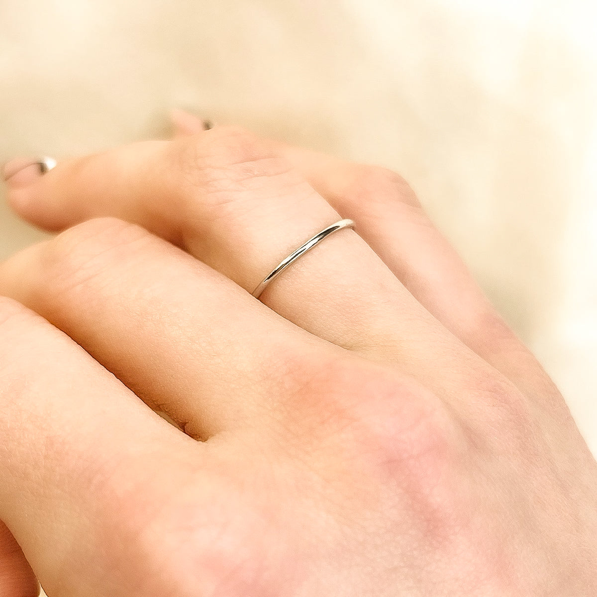 Sterling Silver Rhodium Plated 1 mm Minimalist Ring