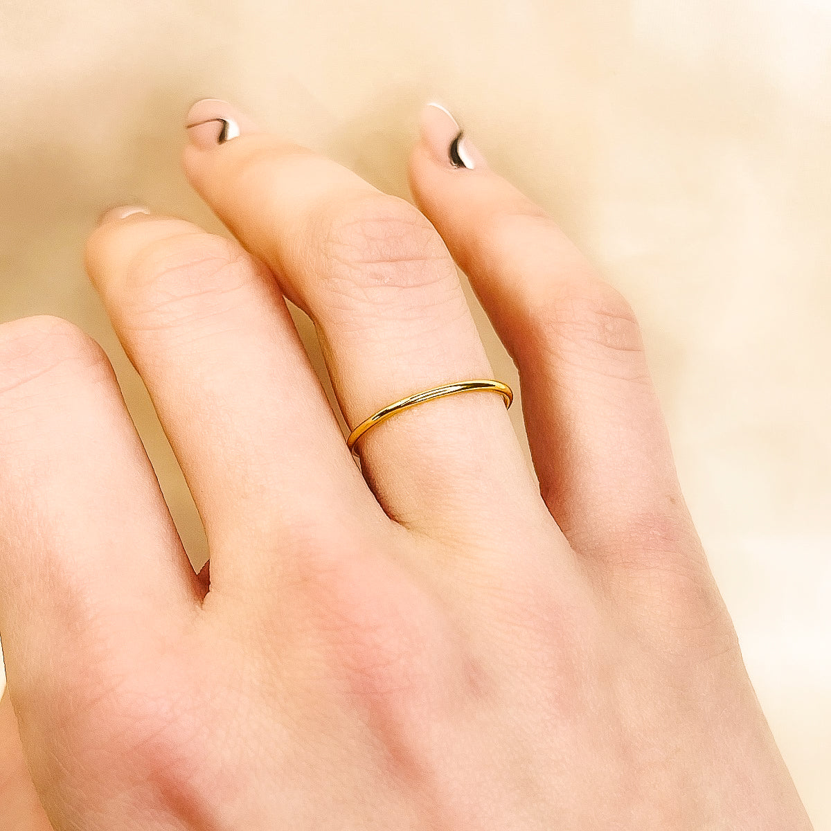 Sterling Silver Gold Plated 1 mm Minimalist Ring