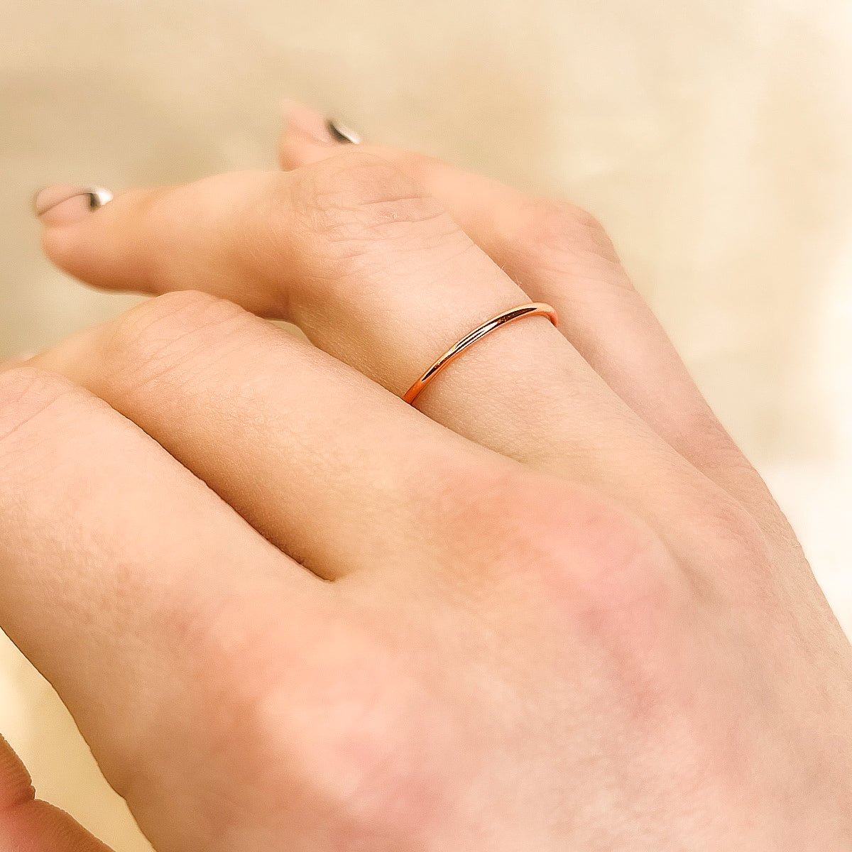 Sterling Silver Rose Gold Plated 1 mm Minimalist Ring