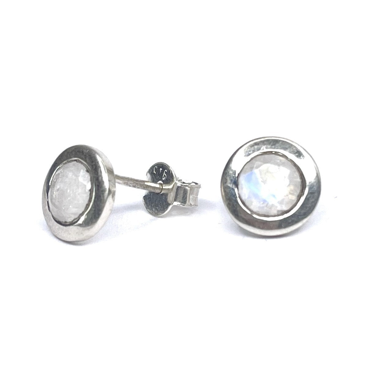 Sterling Silver Round Moonstone Studs