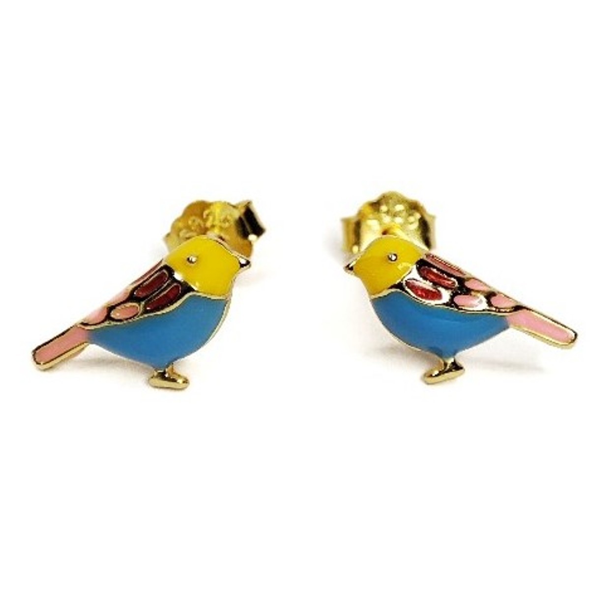 Sterling Silver Enamel Bird Studs