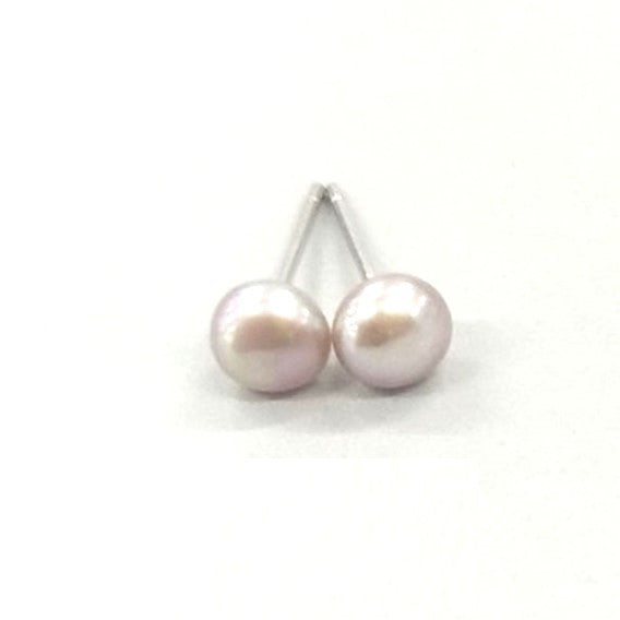 Sterling Silver Rhodium Plated Pearl Studs