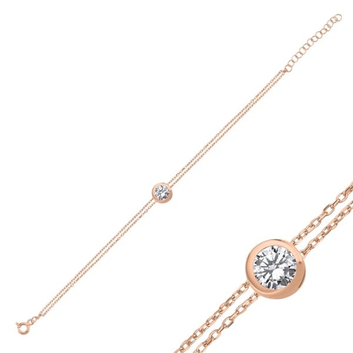 Sterling Silver Rose Gold Plated CZ Bracelet