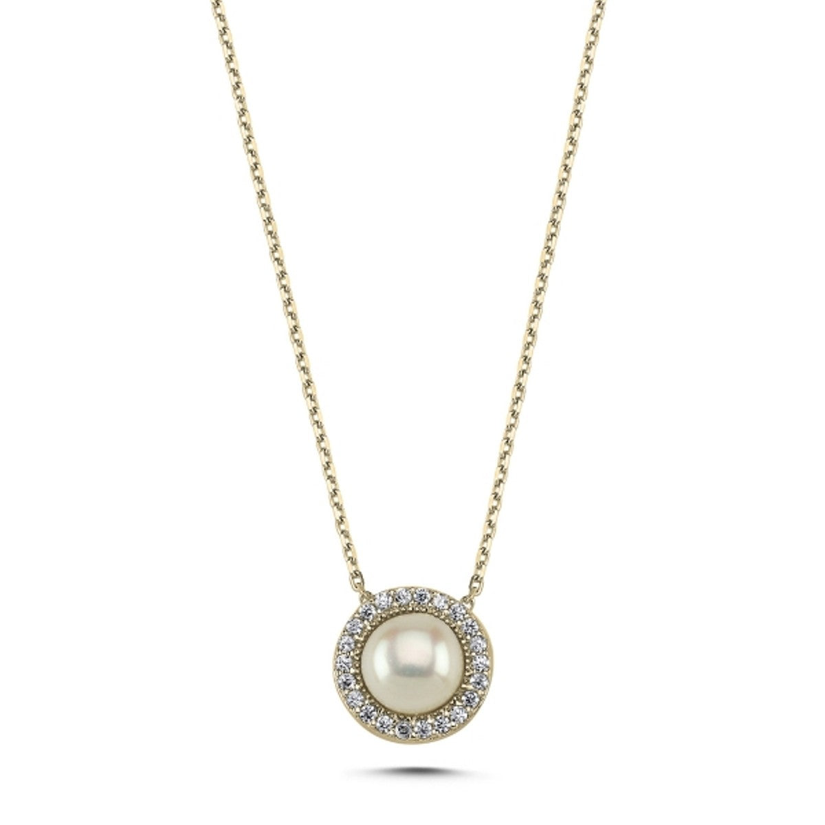 Sterling Silver Gold Plated Pearl Necklace