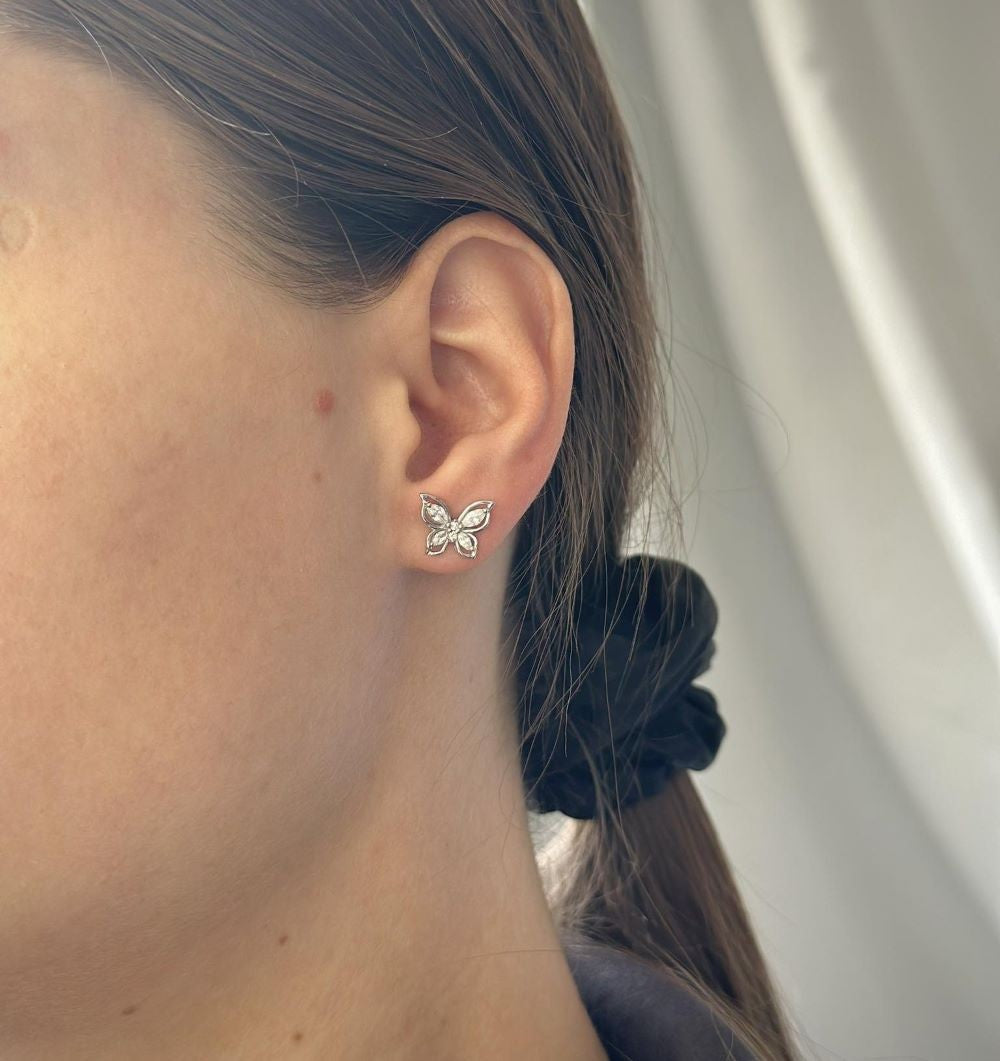 Sterling Silver CZ Butterfly Studs
