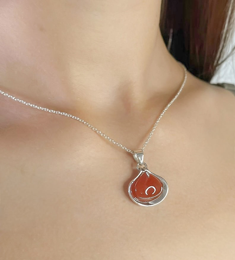 Sterling Silver Carnelian Pendant Necklace