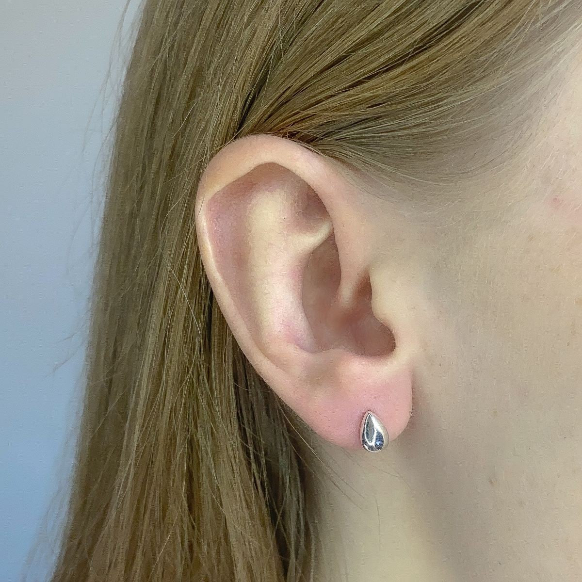 Sterling Silver Drop Shaped Studs
