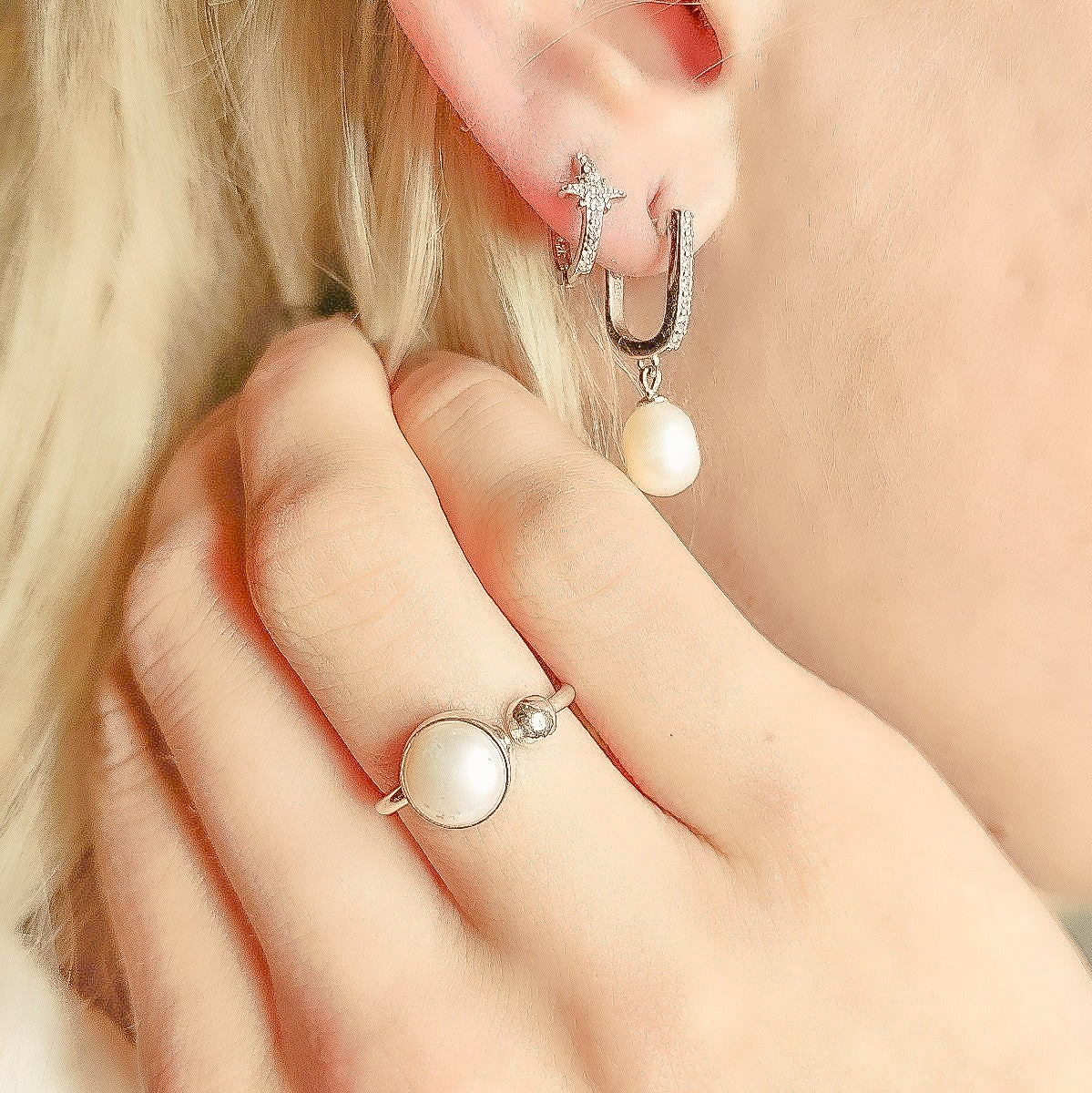 1,2 cm sidabrinės rinkutės su žvaigždutėmis