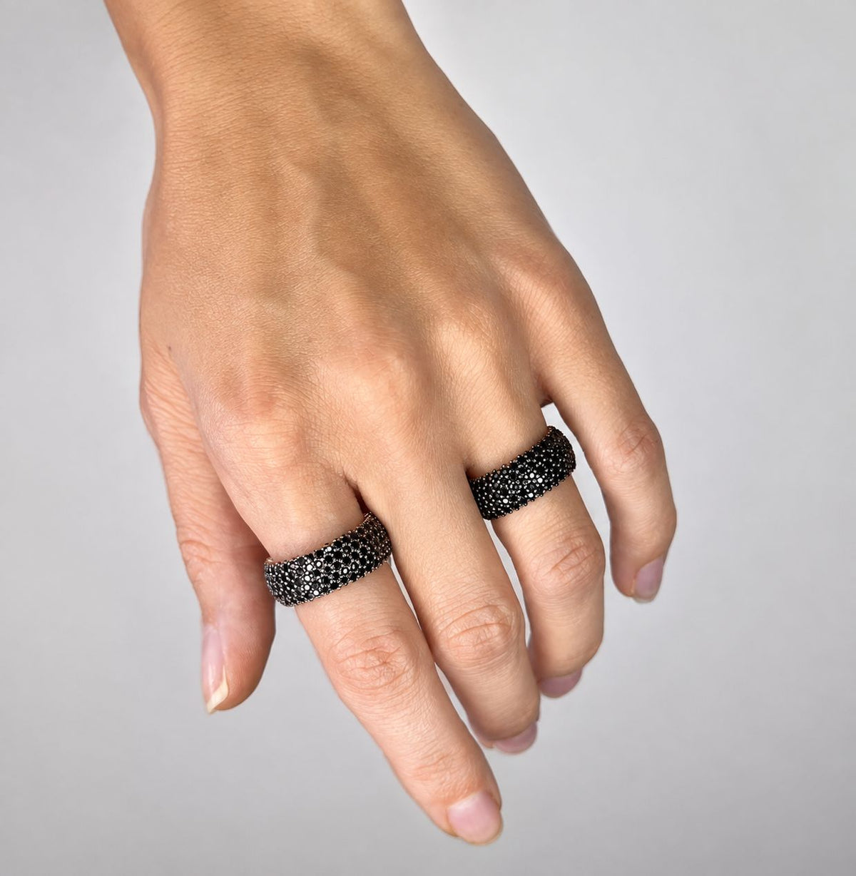 Sterling Silver Rose Gold Plated Five Row CZ Band Ring
