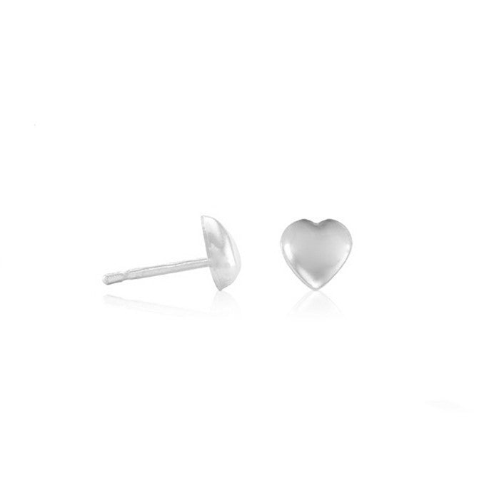 Sterling Silver Rhodium Plated Heart Studs