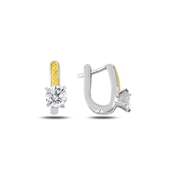 Sterling Silver Rhodium & Gold Plated English Lock Earrings