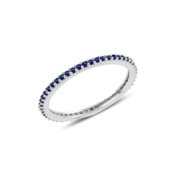 Sterling Silver 1 mm CZ Band Ring