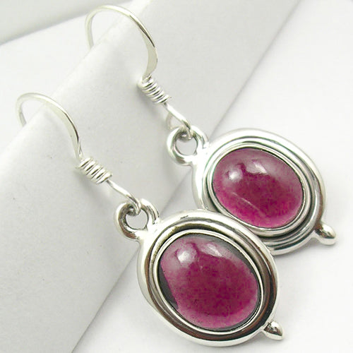 granatas ¦ sidabriniai kabantys auskarai su ovaliu granato akmeniu