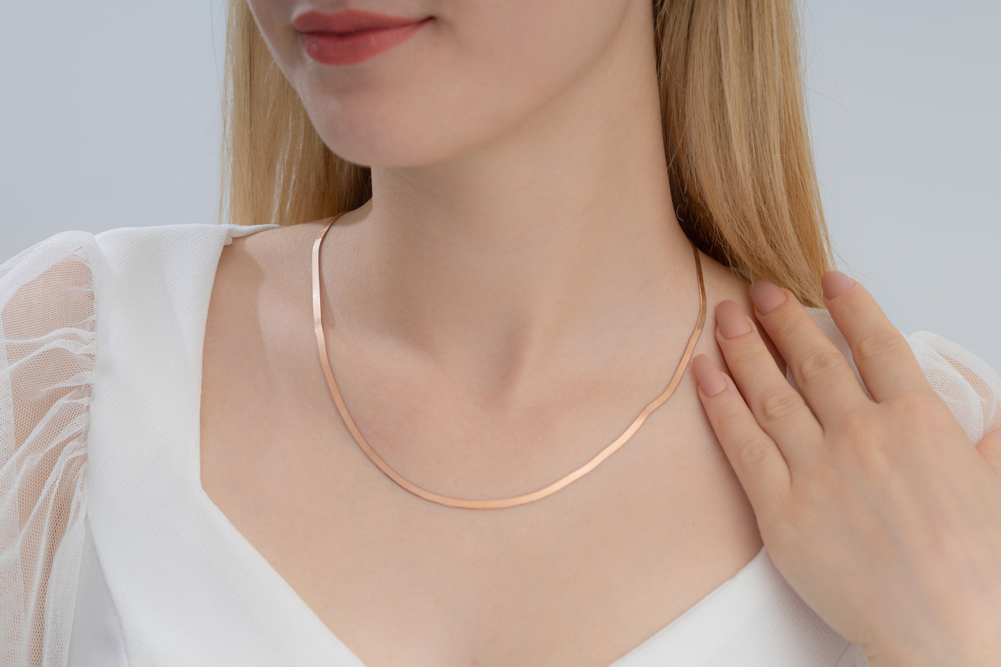 Sterling Silver Rose Gold Plated 2.5 mm Flat Chain