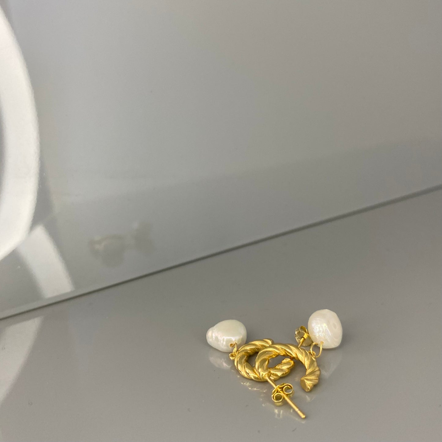 Sterling Silver Gold Plated Pearl Drop Earrings