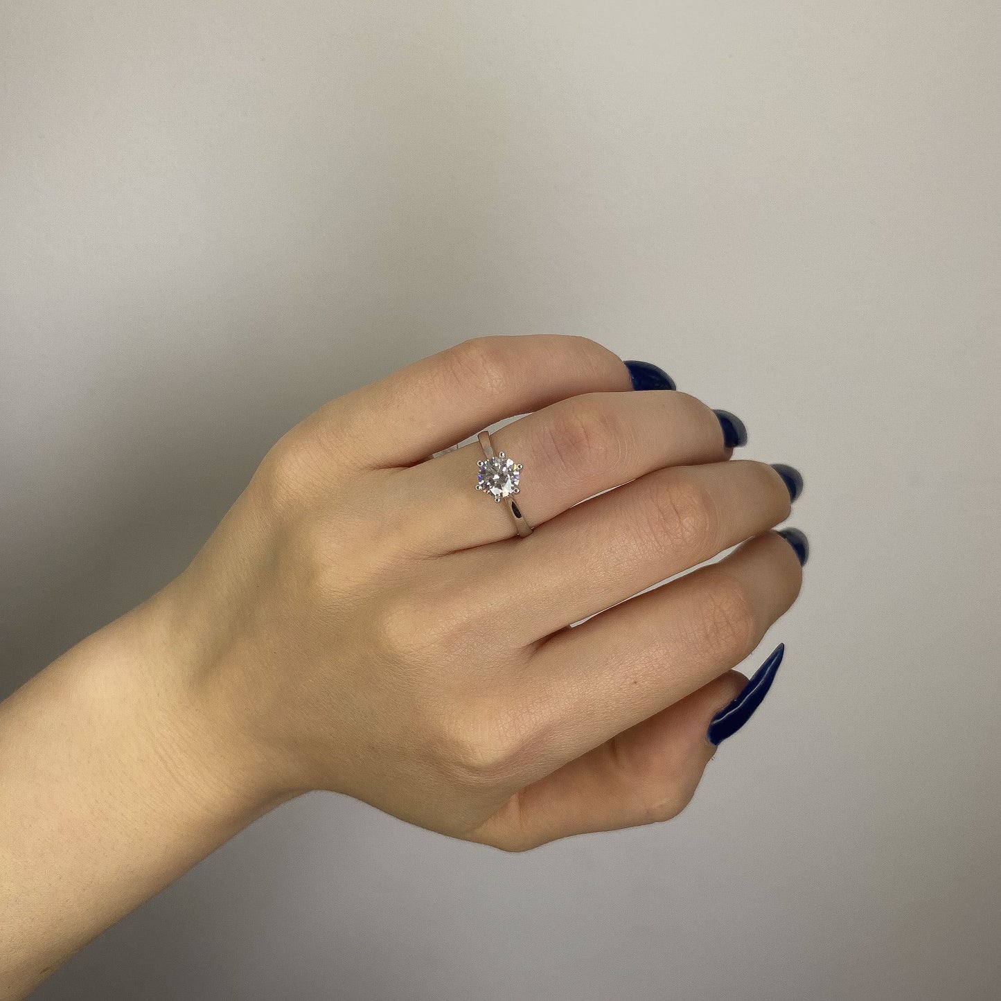 Sterling Silver Rhodium Plated Swarovski Crystal Ring