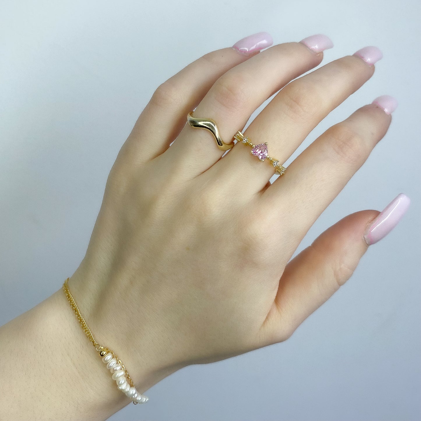 Sterling Silver Gold Plated CZ Heart Ring