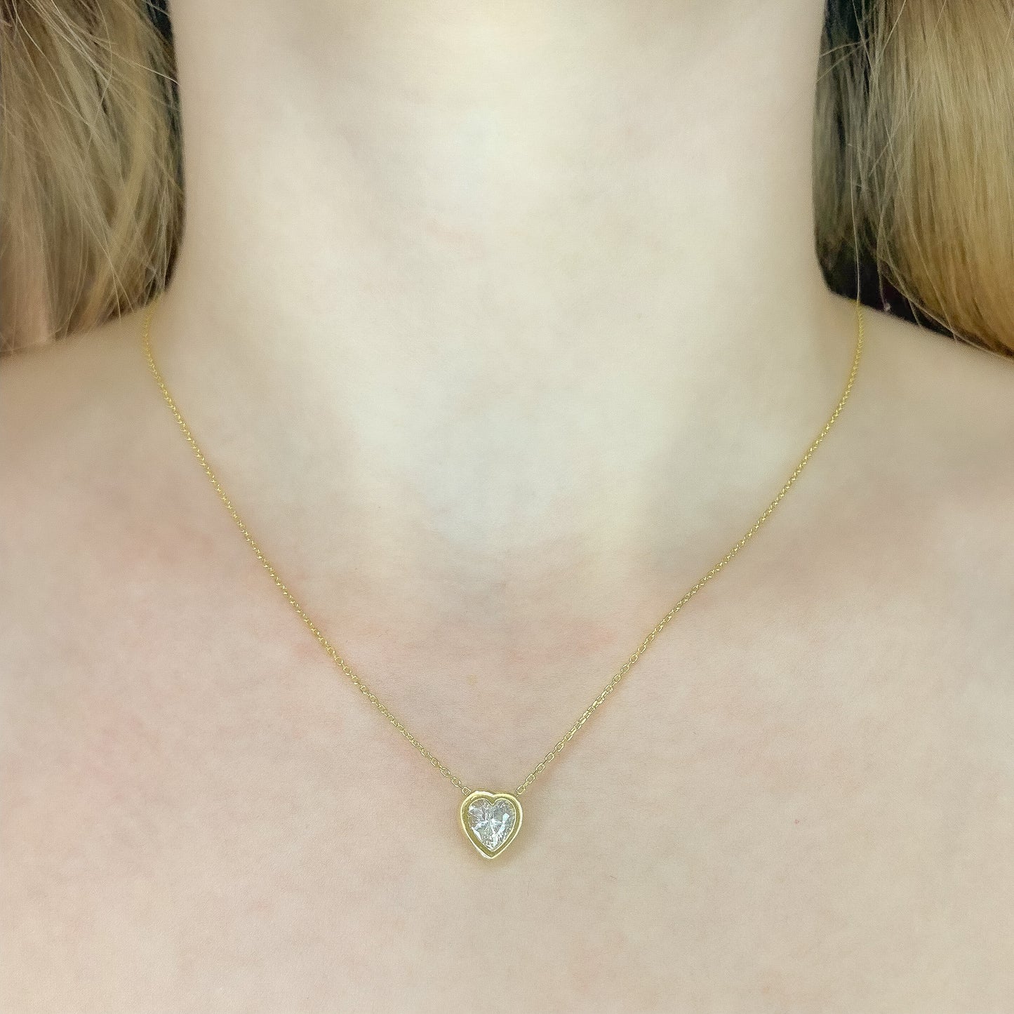 Sterling Silver Gold Plated CZ Heart Necklace