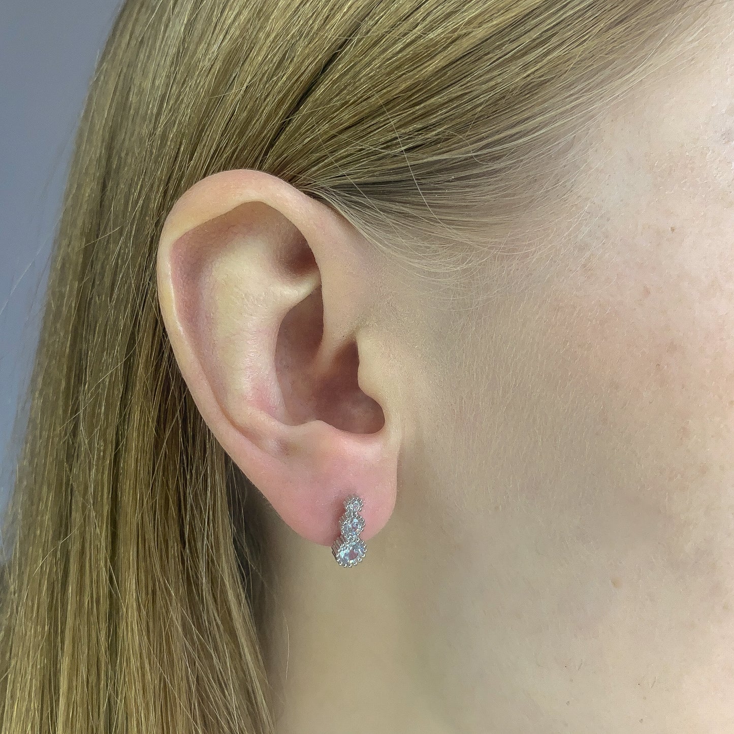 Silver Rhodium Plated CZ Studs