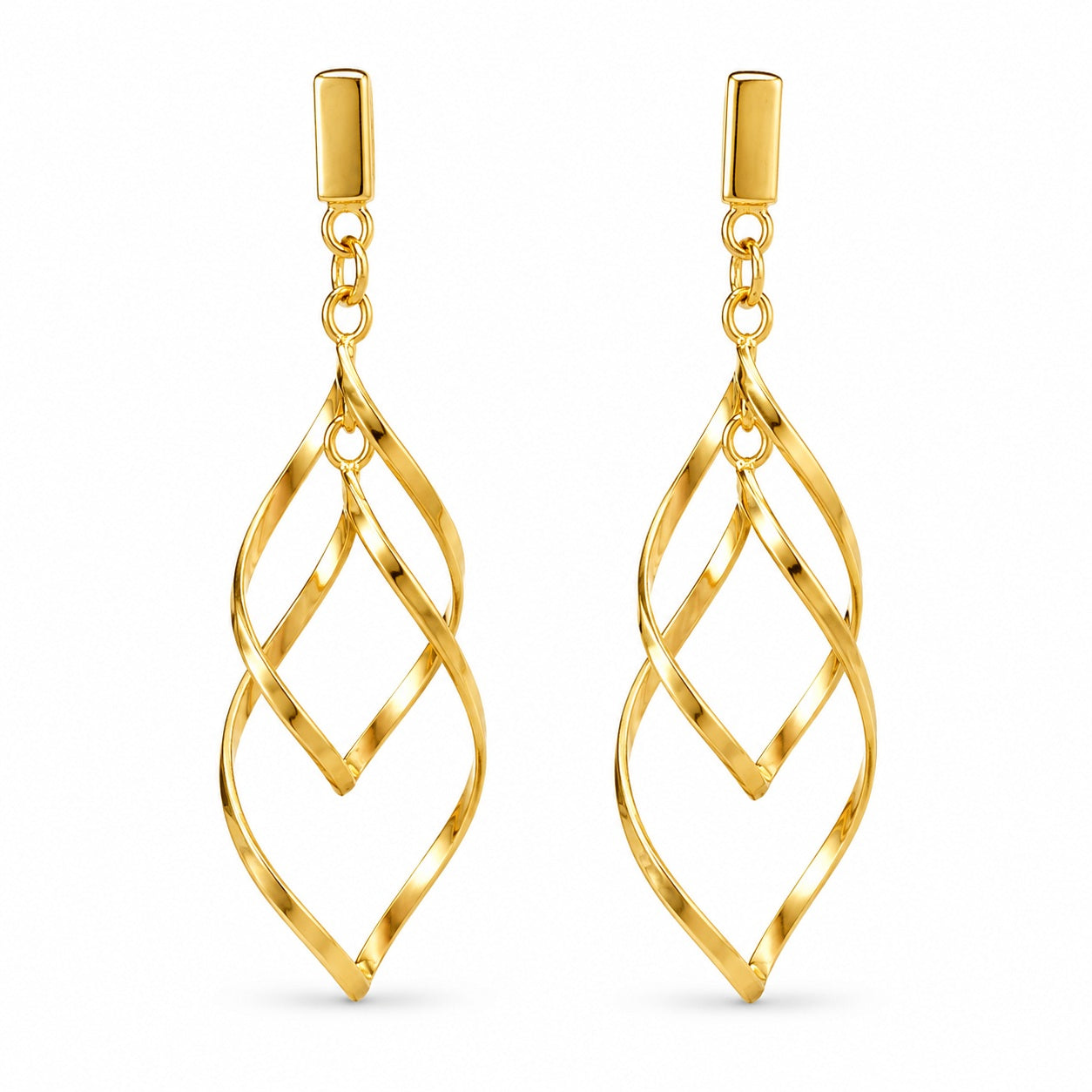 Sterling Silver Gold Plated Drop Earrings