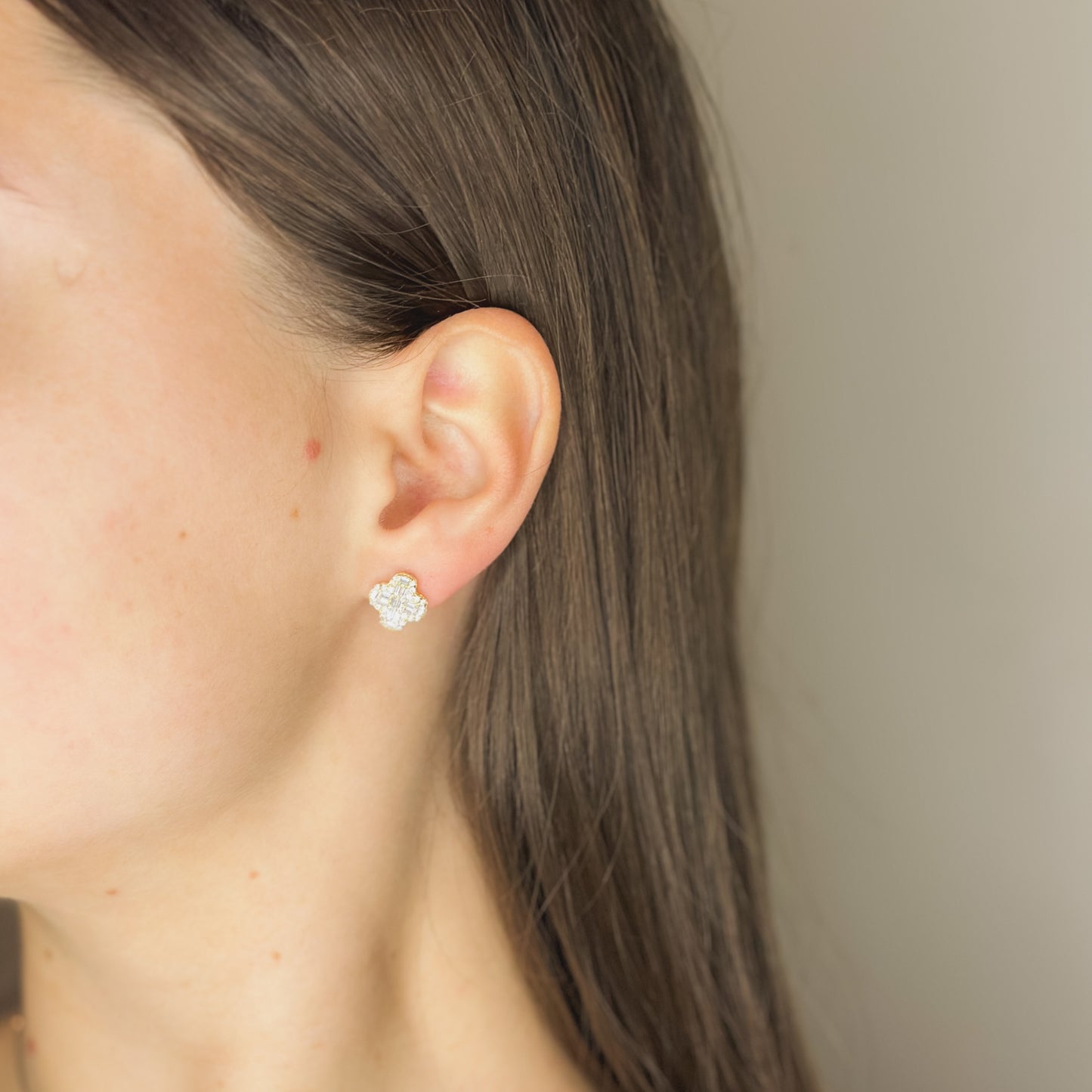 Sidabriniai auksuoti vinukai "Dobilas"