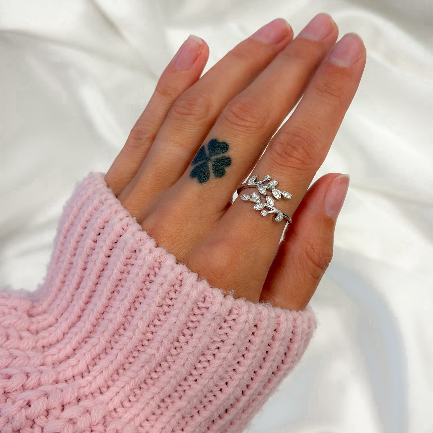 Sterling Silver Rhodium Plated CZ Ring