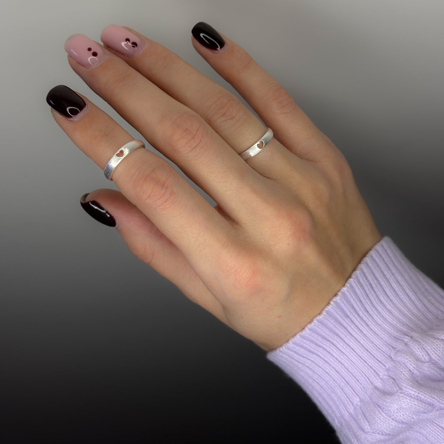 Sterling Silver Matte Heart Ring