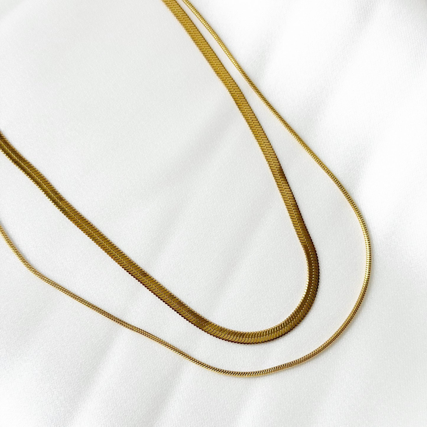 Auksuota dviguba grandinėlė "Flat Chain & Diamond Cut Snake"