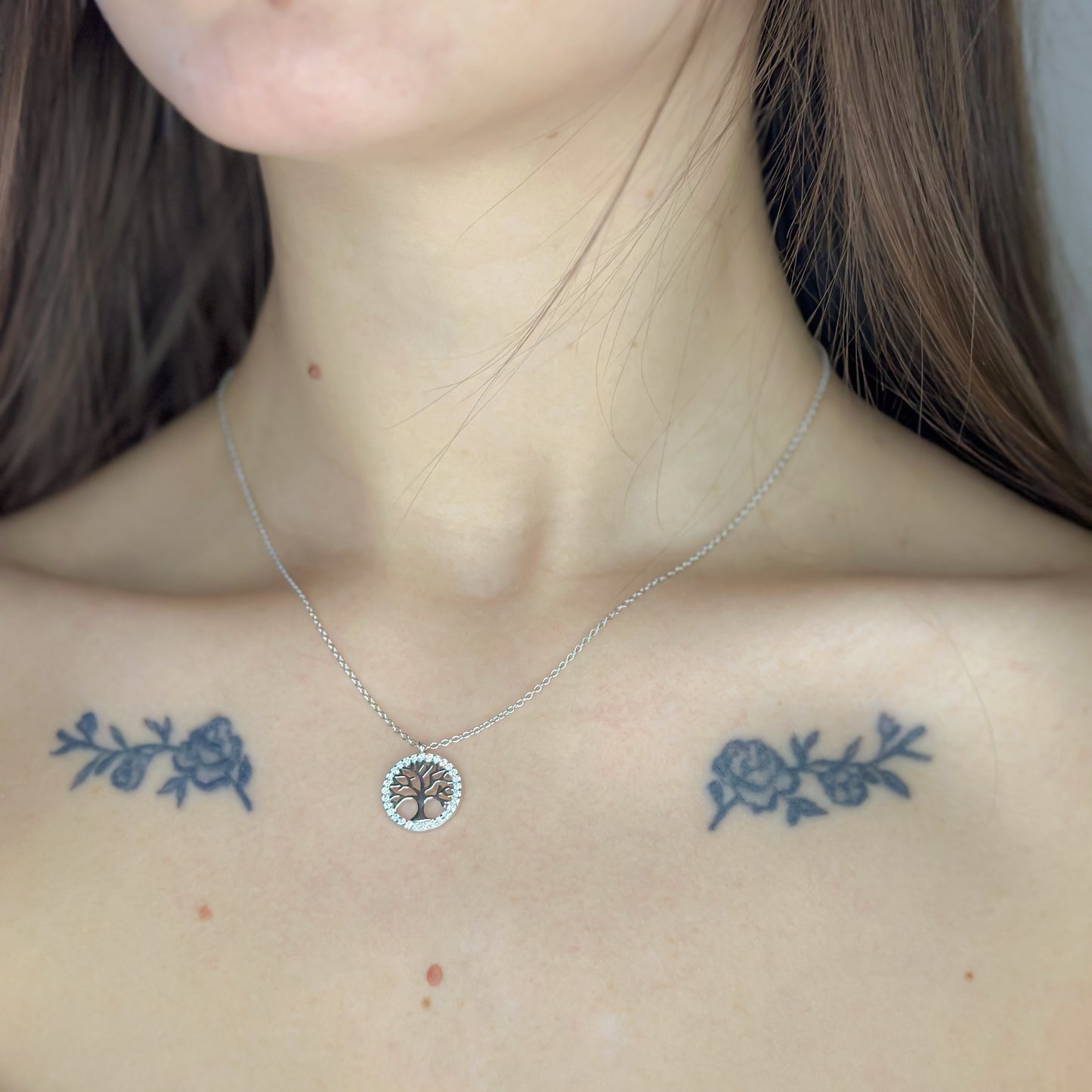 Scandinavian Silver Rhodium Plated Tree of Life Necklace