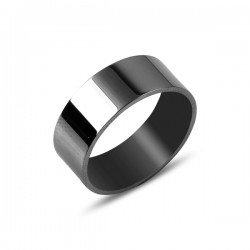 Platus 8mm sidabrinis žiedas dengtas juodu rodžiu