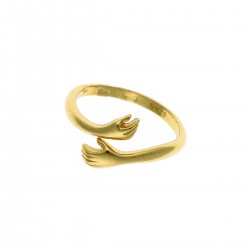Sidabrinis auksuotas reg. dydžio žiedas "Hug ring"