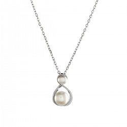 Sidabrinis rodžiuotas pakabukas su tikrais perlais ir grandinėle