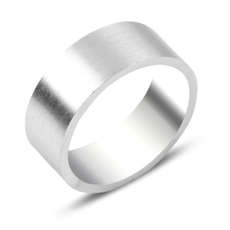 Platus 8 mm sidabrinis žiedas matiniu paviršiumi