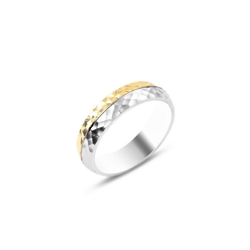 Sidabrinis žiedas dengtas rodžiu ir auksu