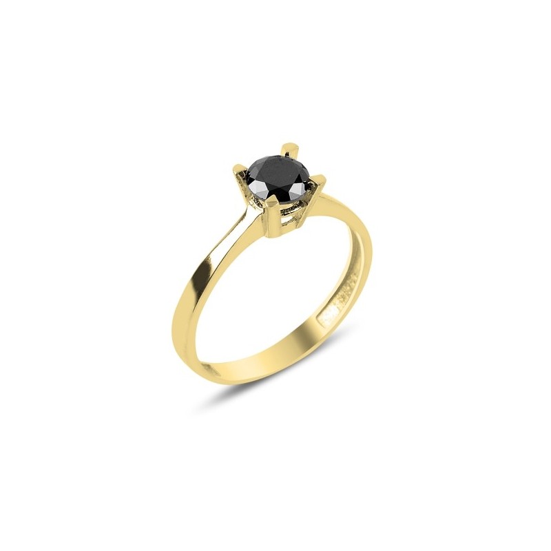 Sidabrinis auksuotas žiedas su juoda akute
