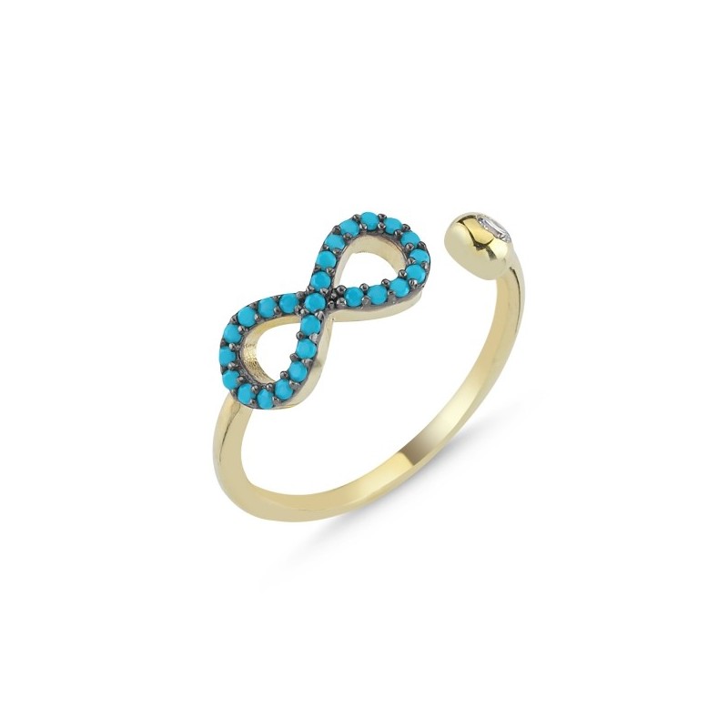 Sidabrinis auksuotas žiedas su turkio spalvos begalybe reg. dydžio