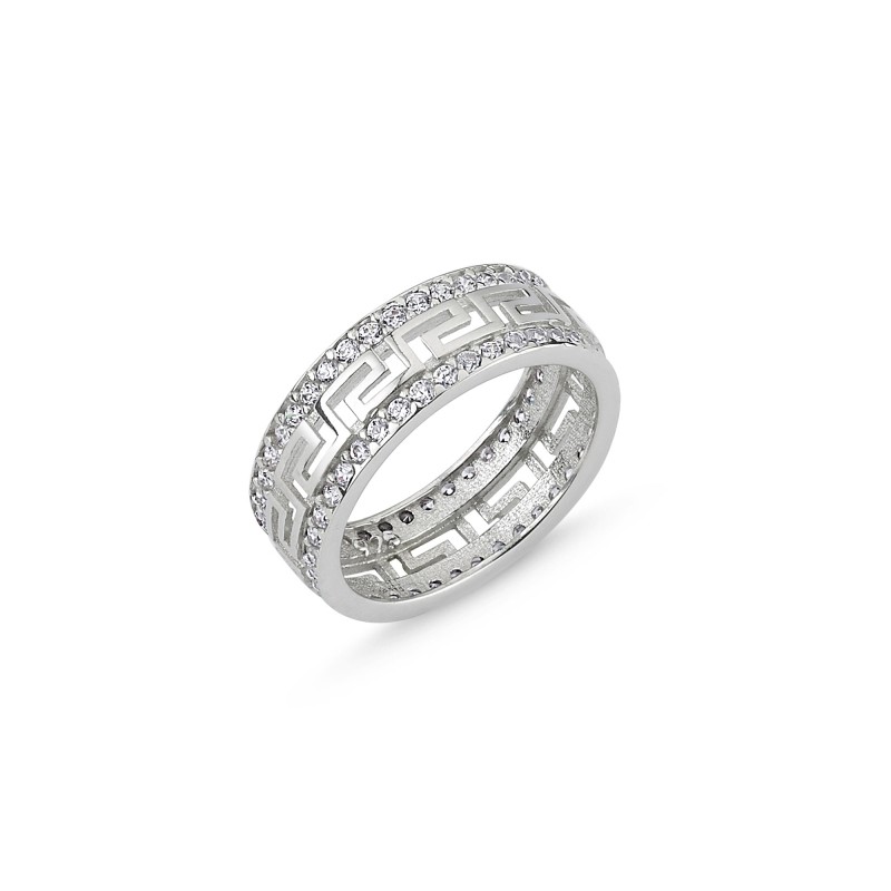 0,7 cm sidabrinis rodžiuotas žiedas su cirkoniais