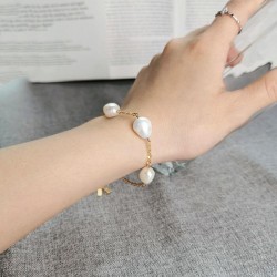 perlai ¦ sidabrinė paauksuota apyrankė su tikrais perlais