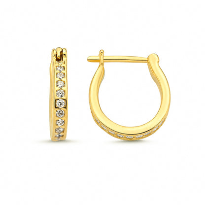 Sterling Silver Rhodium Plated CZ English Lock Earrings