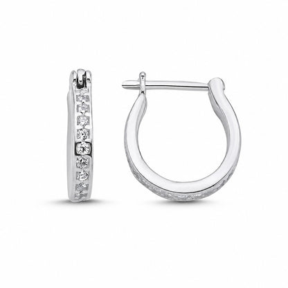 Sterling Silver Rhodium Plated CZ English Lock Earrings