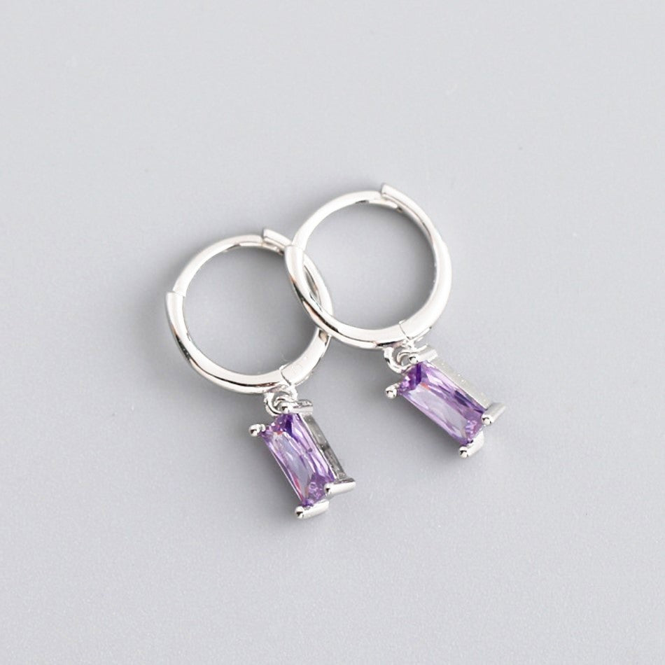 Sterling Silver Rhodium Plated Hoops with Charms