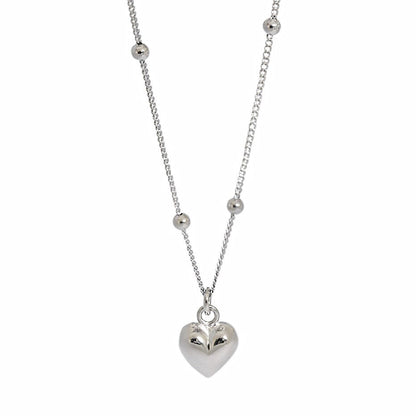 Sterling Silver Rhodium Plated Heart Necklace