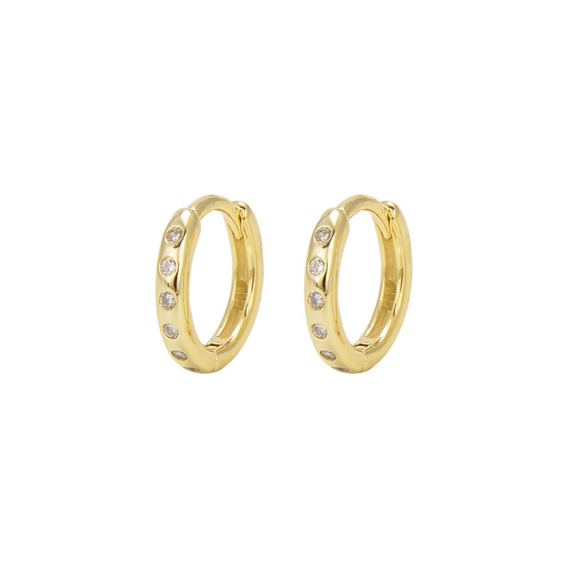 Sterling Silver Gold Plated CZ Hoops