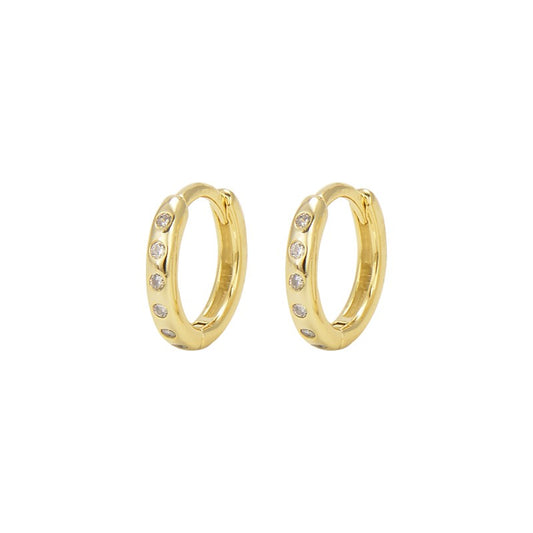 Sterling Silver Gold Plated CZ Hoops