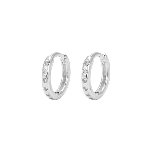 Sterling Silver Rhodium Plated CZ Hoops