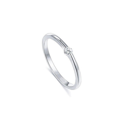 Sterling Silver Rhodium Plated Minimalist CZ Ring